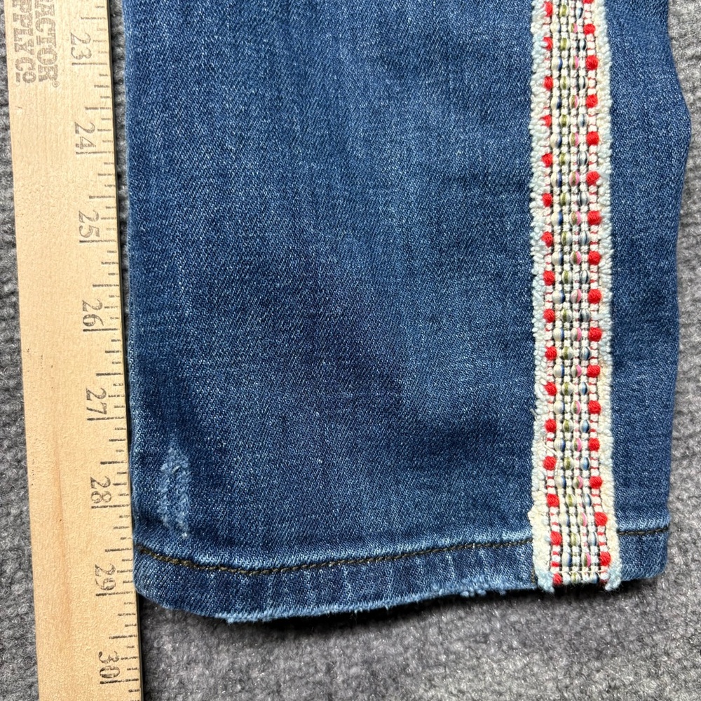 PILCRO ANTHROPOLOGIE Jeans Womens 27 Blue SLIM Boyfriend Crop Embroidered - Picture 10 of 14